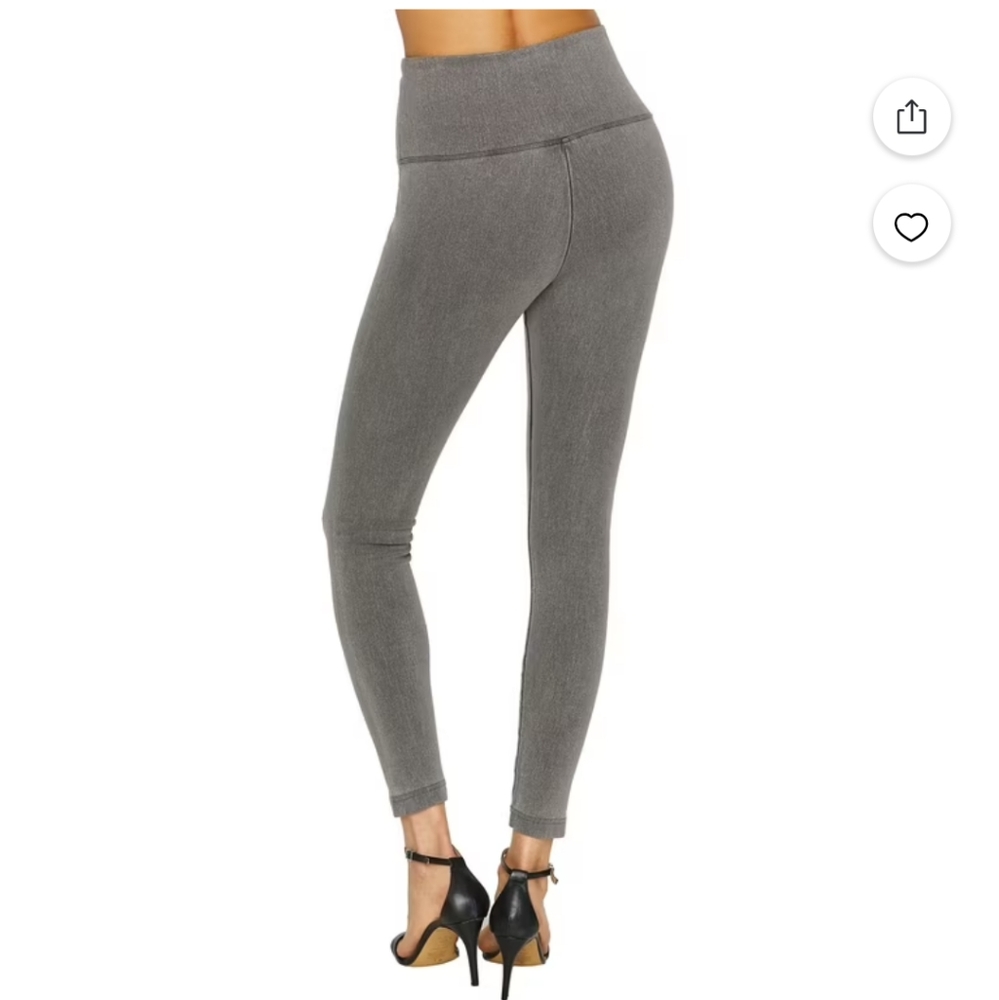 Lysse Shaping Leggings, Women's Size Large, Gray Denim Look,Built-in Tummy Panel